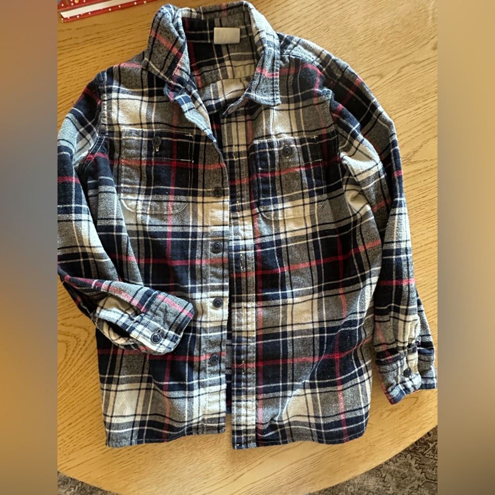 GAP Kids Black and Cream Checkered Shirt
